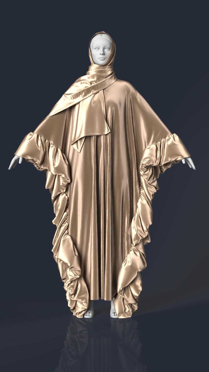 Abaya 05 with hijab Walk Cycle 3D model 3D model_3