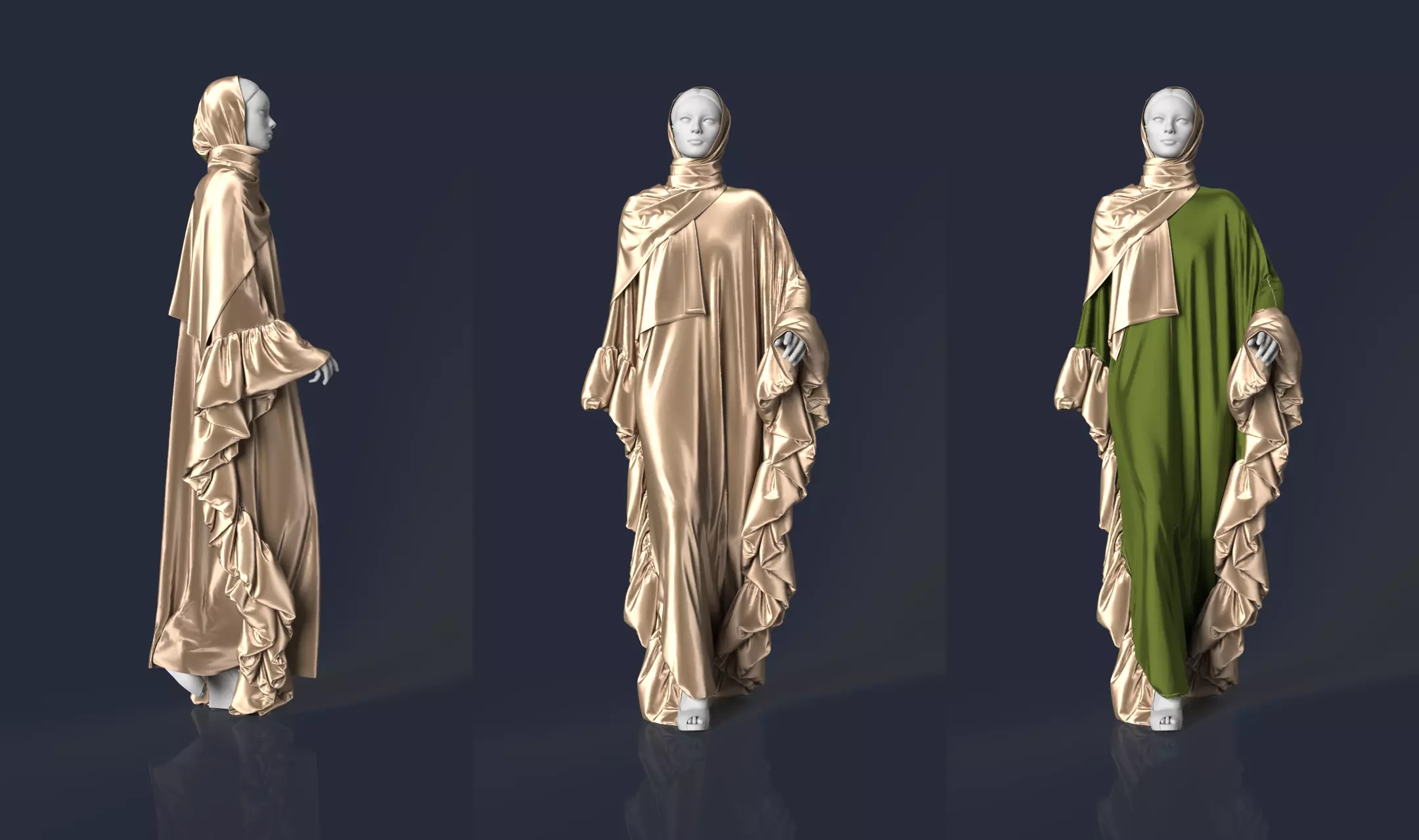 Abaya 05 with hijab Walk Cycle 3D model 3D model_0