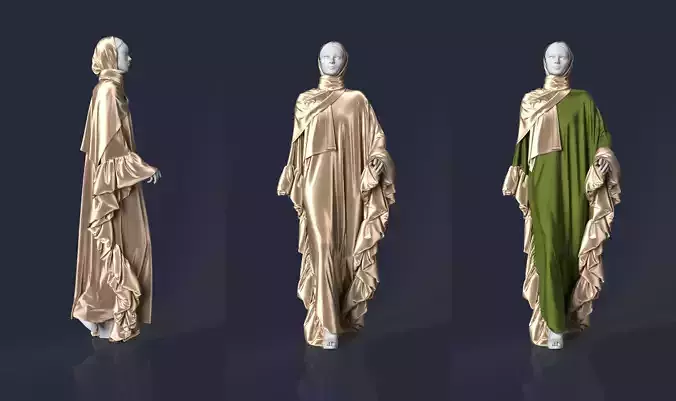 Abaya 05 with hijab Walk Cycle 3D model 3D model