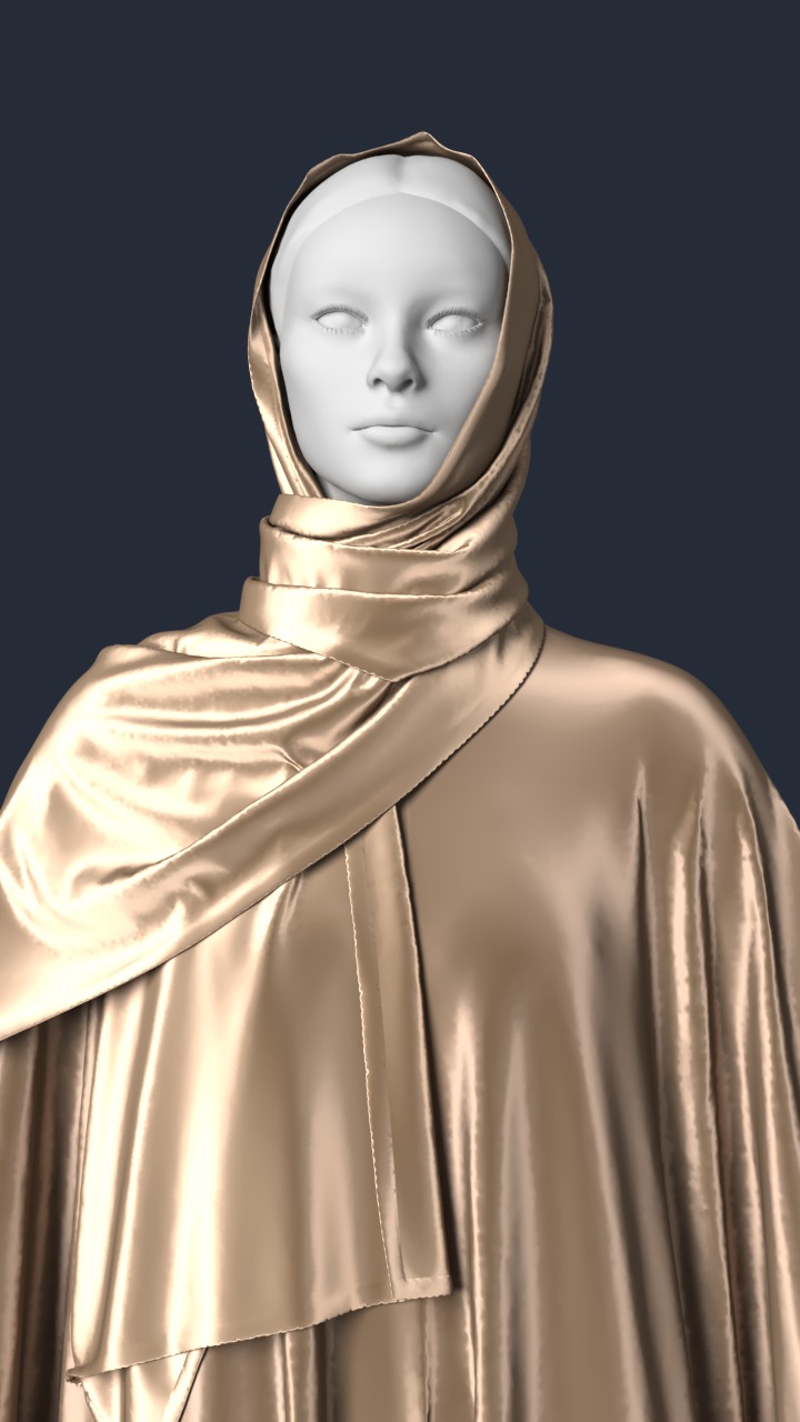 Abaya 05 with hijab Walk Cycle 3D model 3D model_10