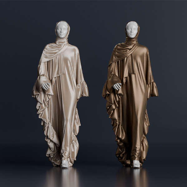 Abaya 05 with hijab Walk Cycle 3D model 3D model_29