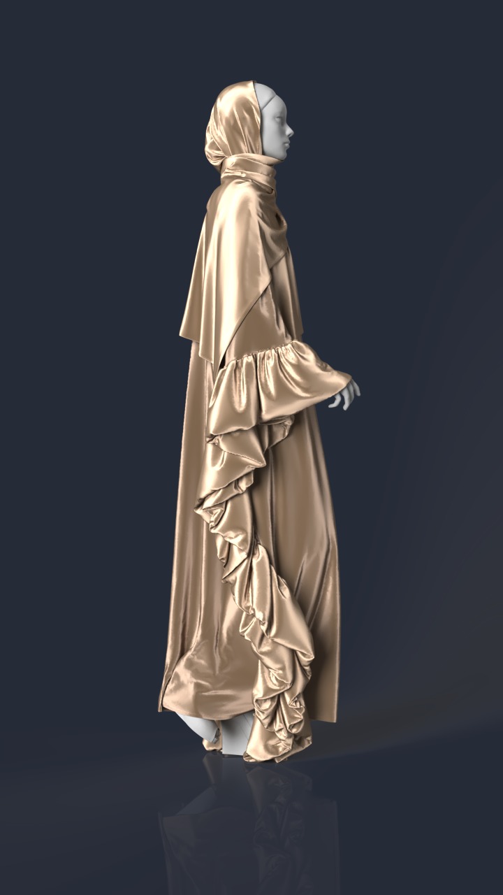 Abaya 05 with hijab Walk Cycle 3D model 3D model_6