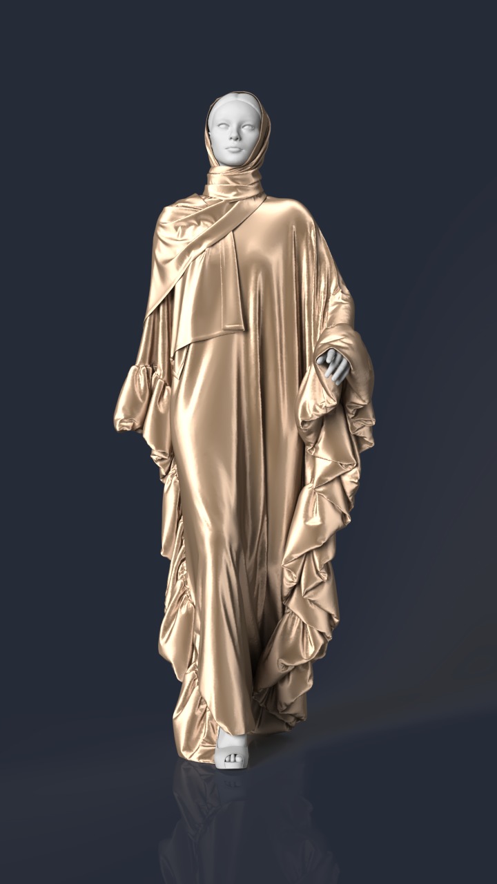 Abaya 05 with hijab Walk Cycle 3D model 3D model_5