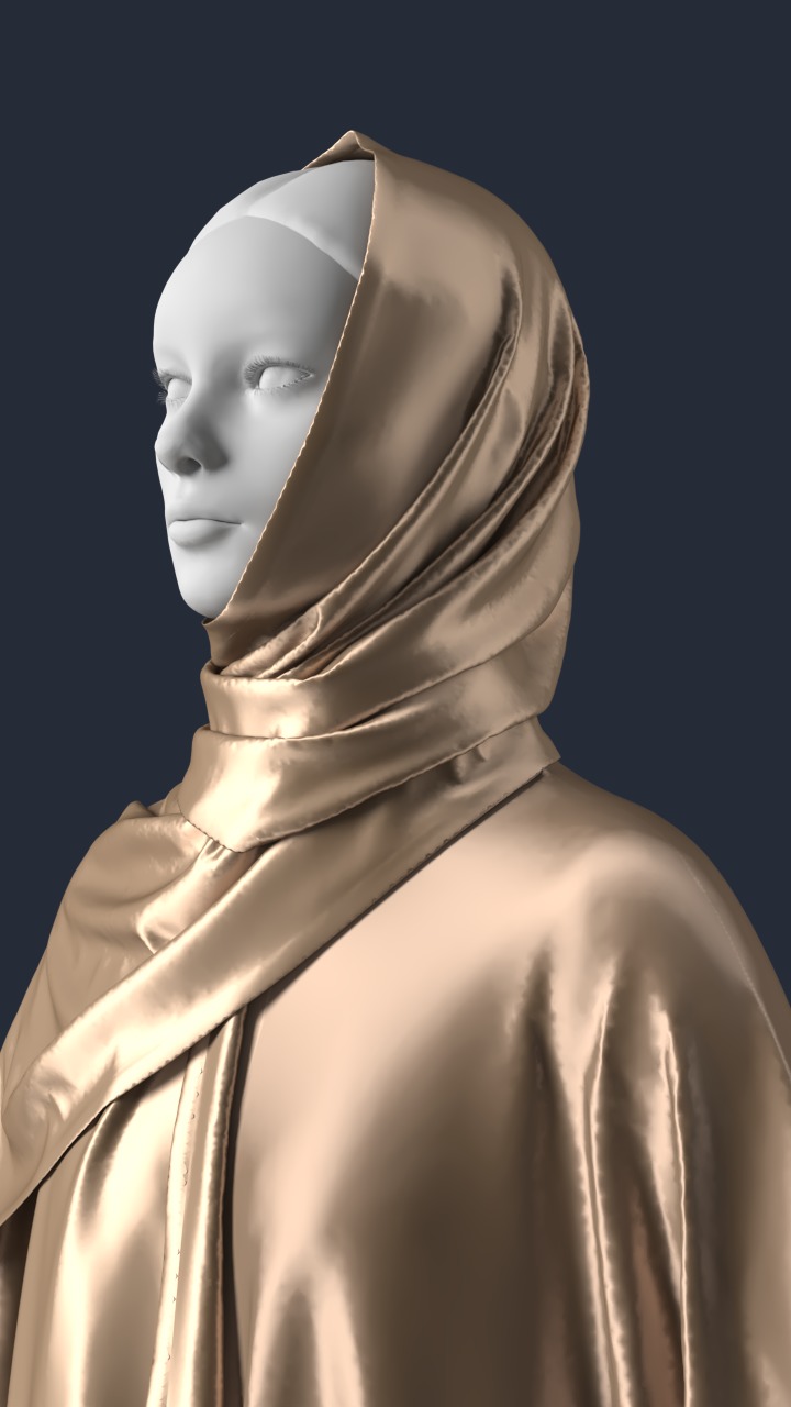Abaya 05 with hijab Walk Cycle 3D model 3D model_9