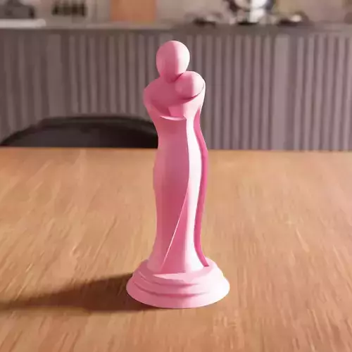 Mother and Daughter Statue STL File - 093