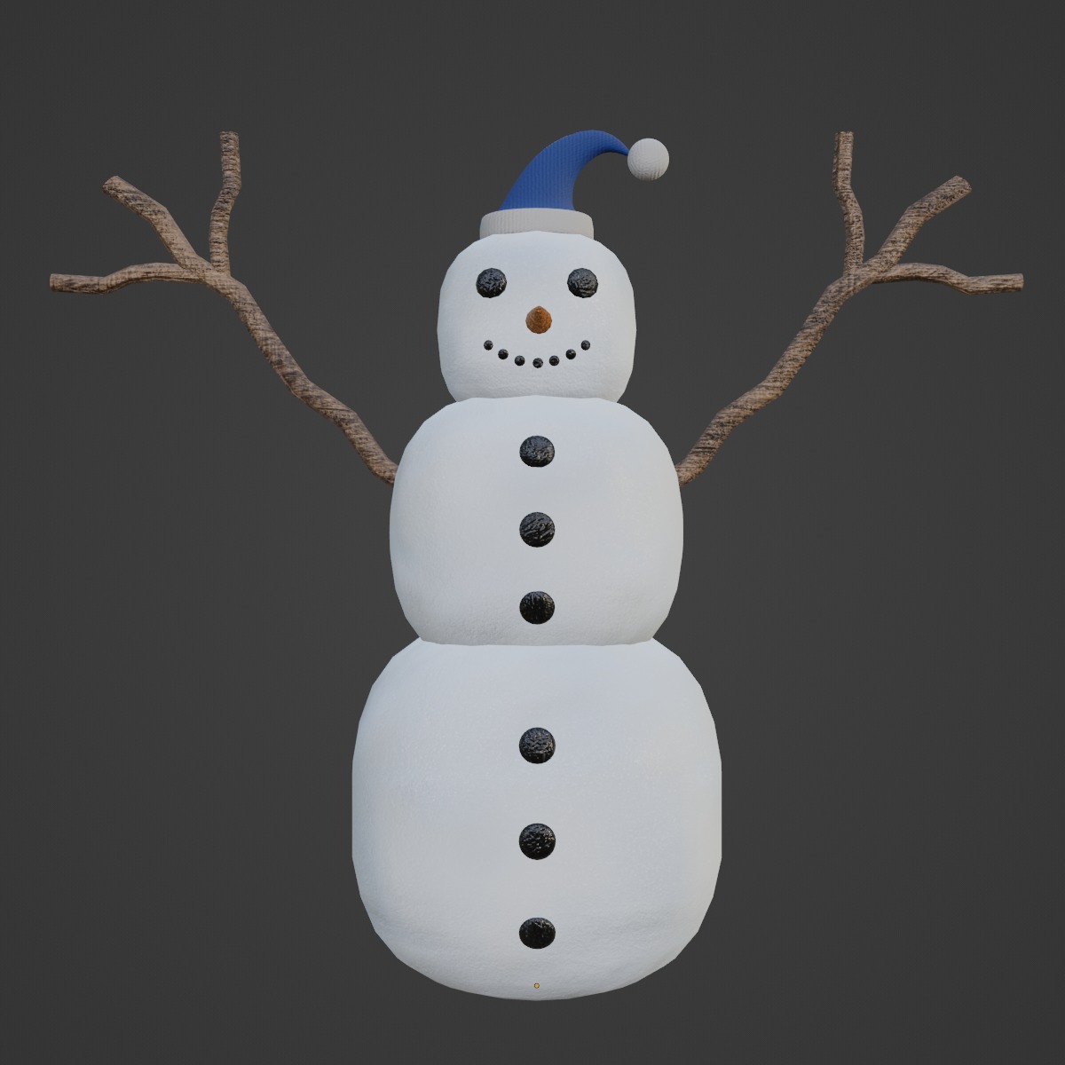 Snowman 04 Low-poly 3D model_6
