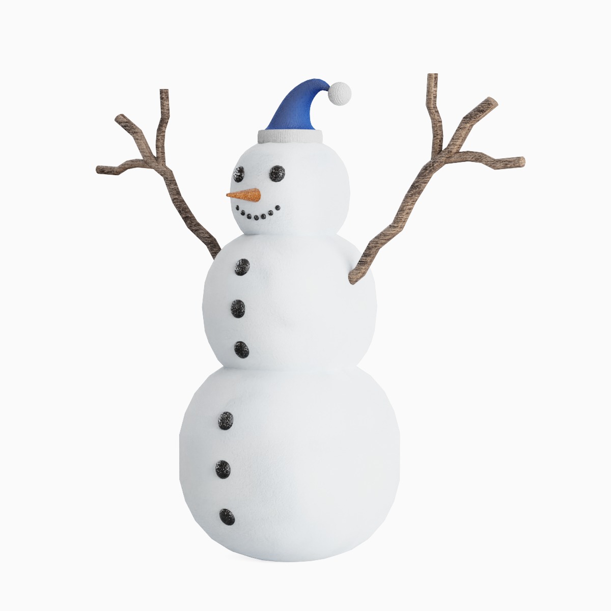 Snowman 04 Low-poly 3D model_1