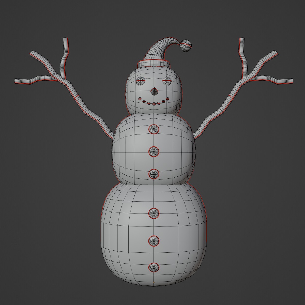 Snowman 04 Low-poly 3D model_8