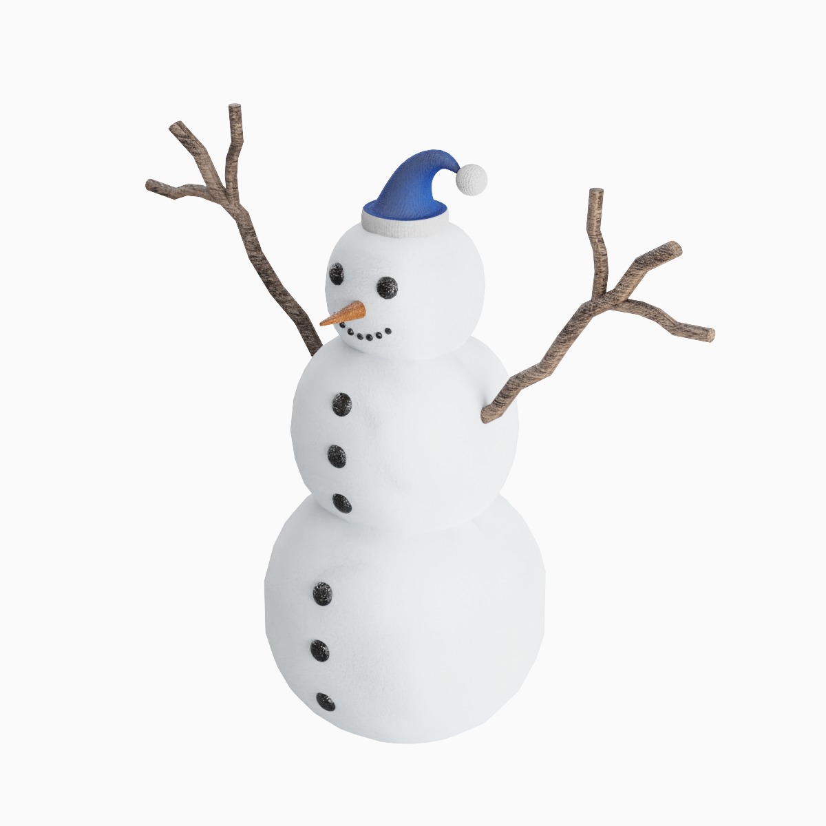Snowman 04 Low-poly 3D model_4