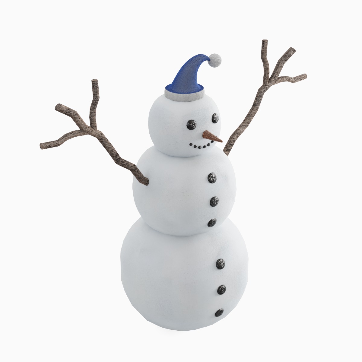 Snowman 04 Low-poly 3D model_5