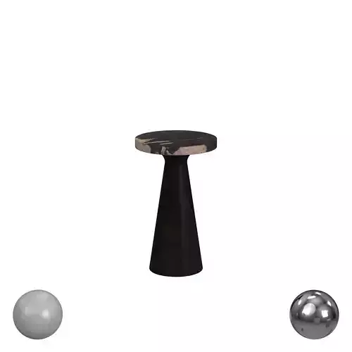 Petrified Wood Top Conical Accent Table Black