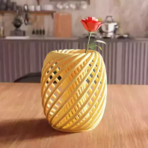 Helix Flower Vase STL File - 091