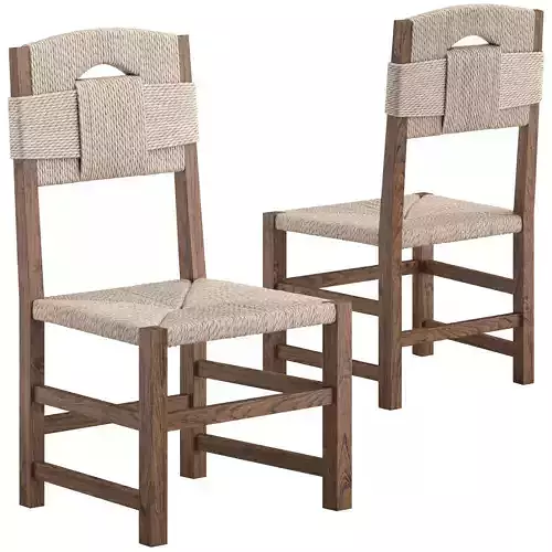 Oak and Rush Chair 3D model