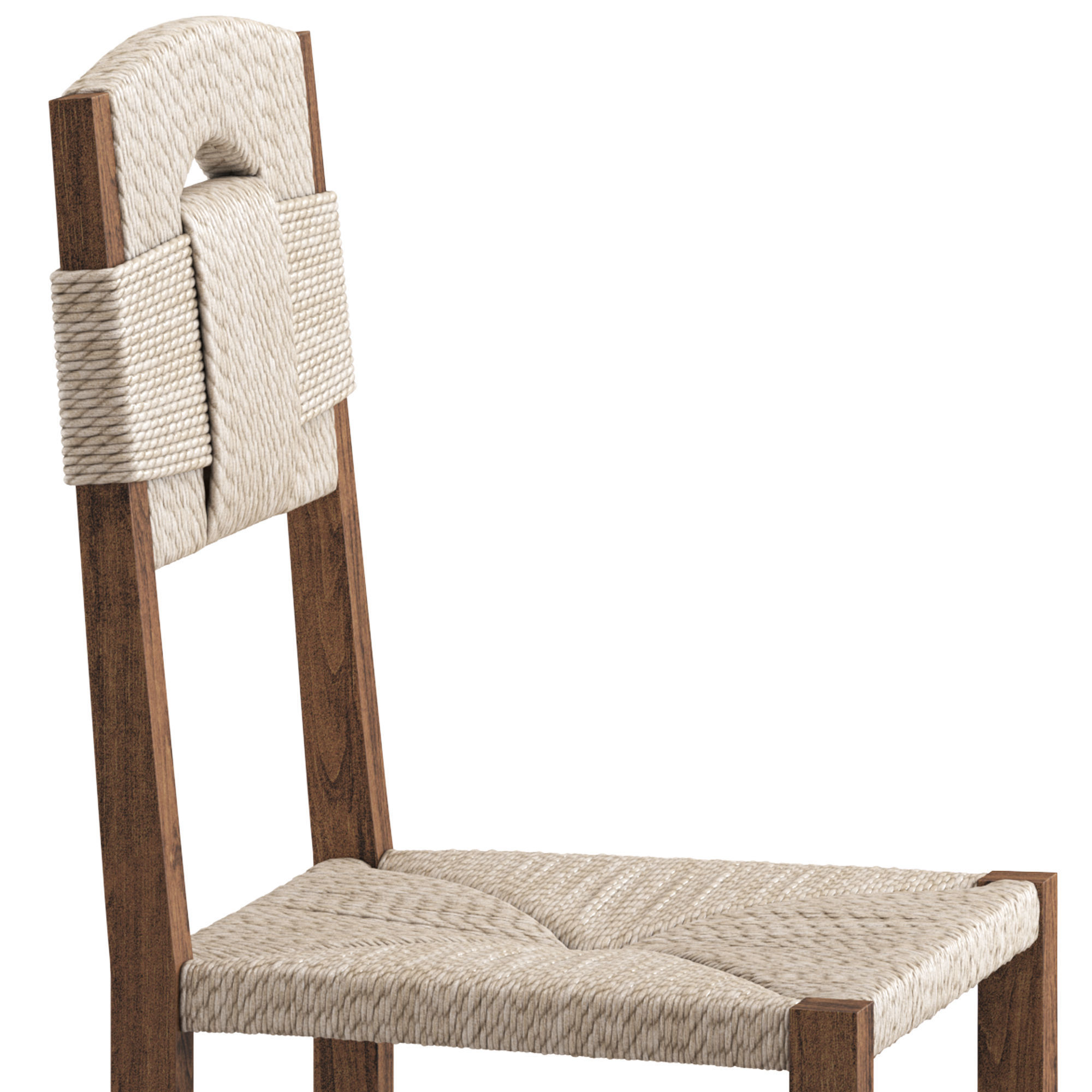 Oak and Rush Chair 3D model_3