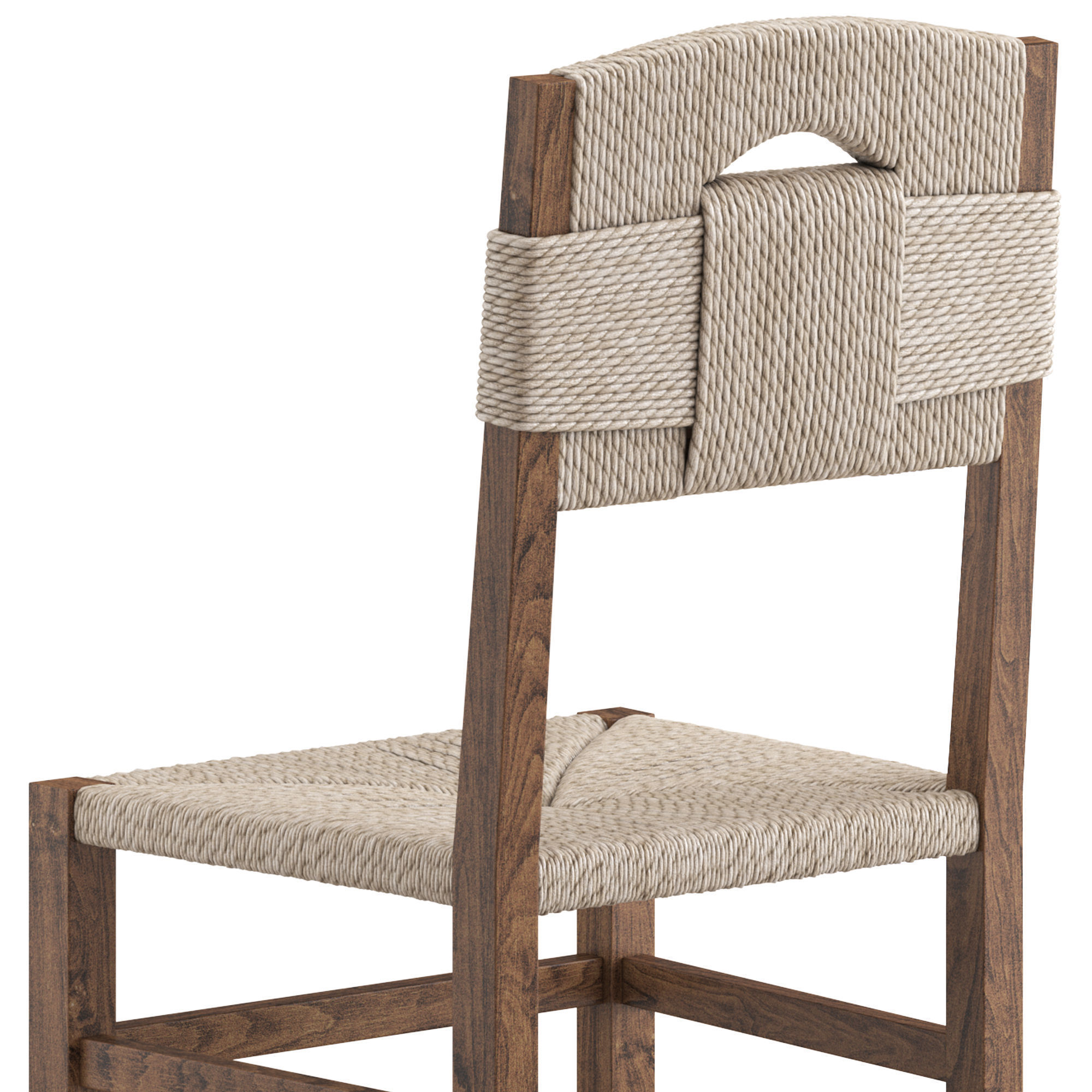 Oak and Rush Chair 3D model_1