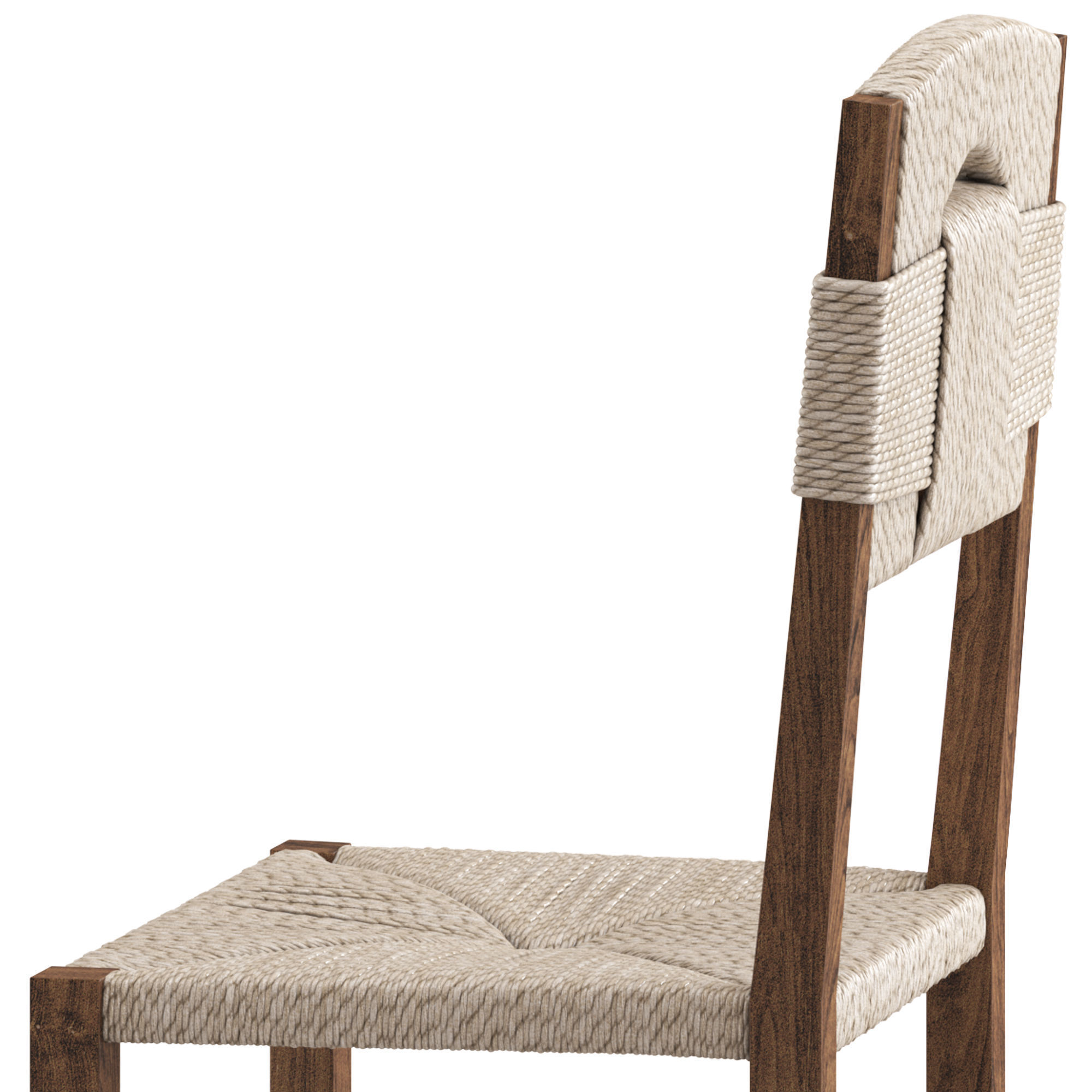 Oak and Rush Chair 3D model_2
