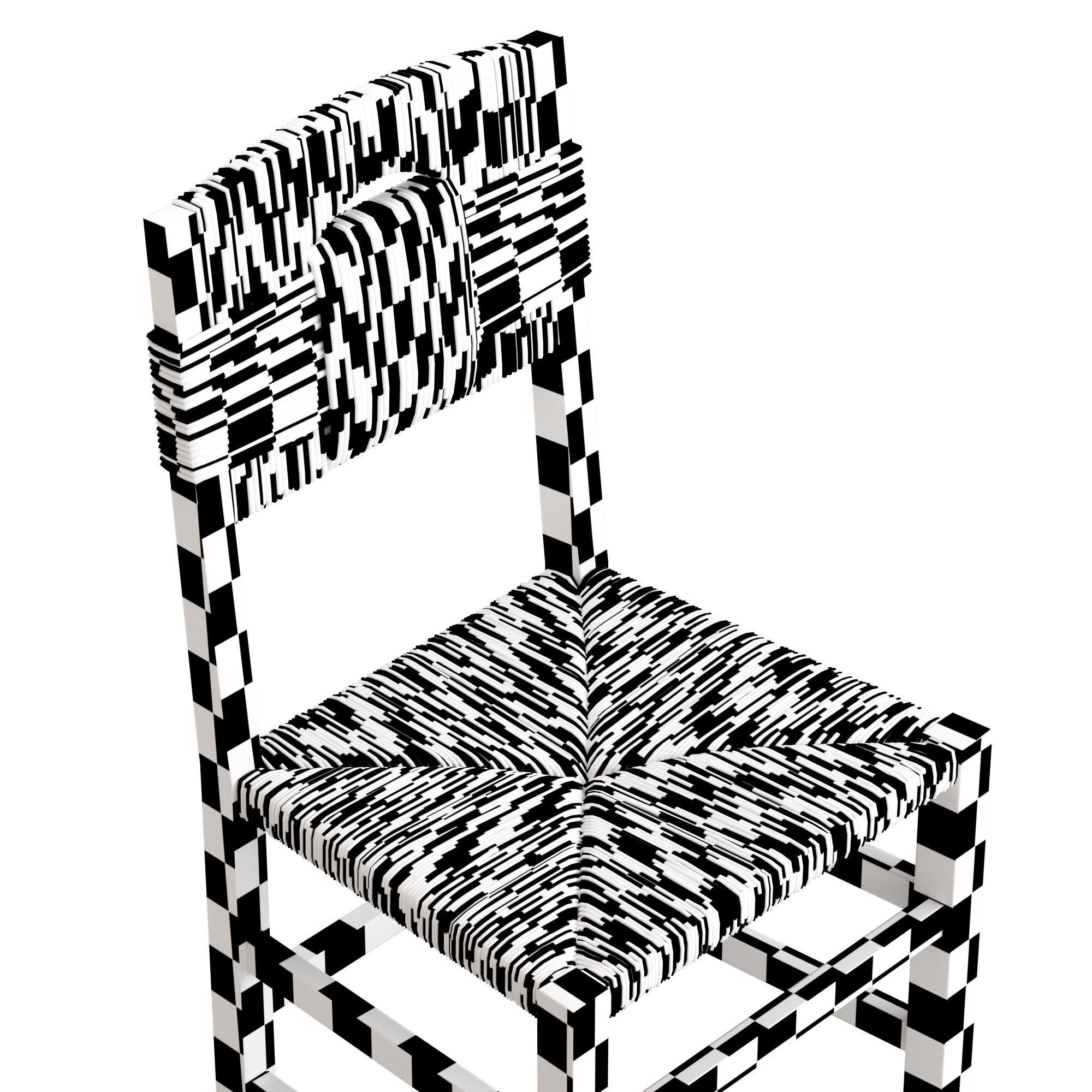Oak and Rush Chair 3D model_5