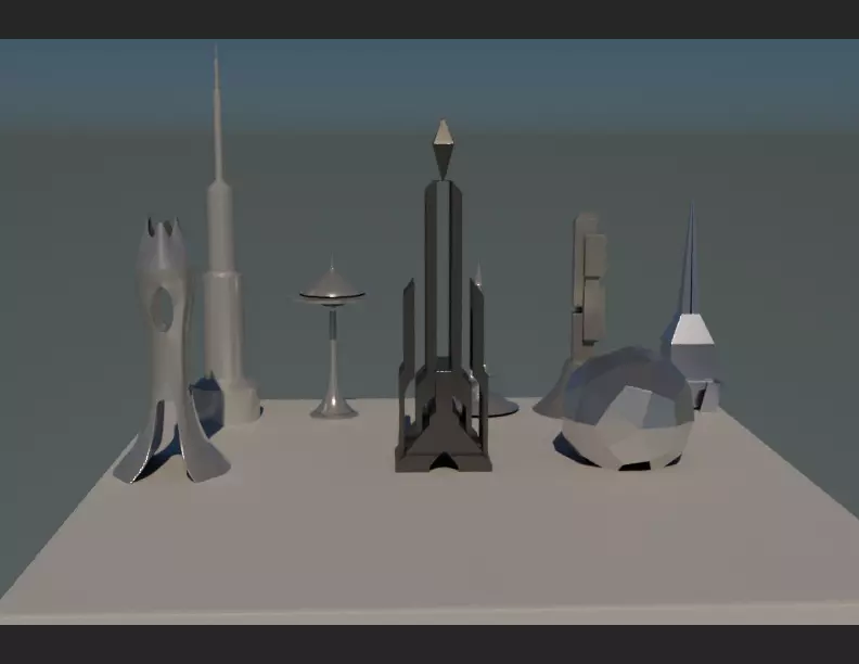 Futuristic Buildings Free low-poly 3D model
