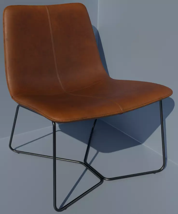 4K High Polly Leather Armchair 3D model