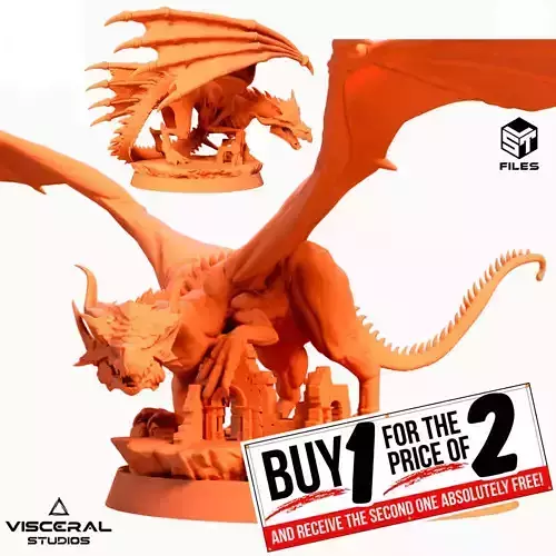 PACK 2 MODELS DRAGON MEDIEVAL DND MINIATURE BY ELTON 3D 3D print model