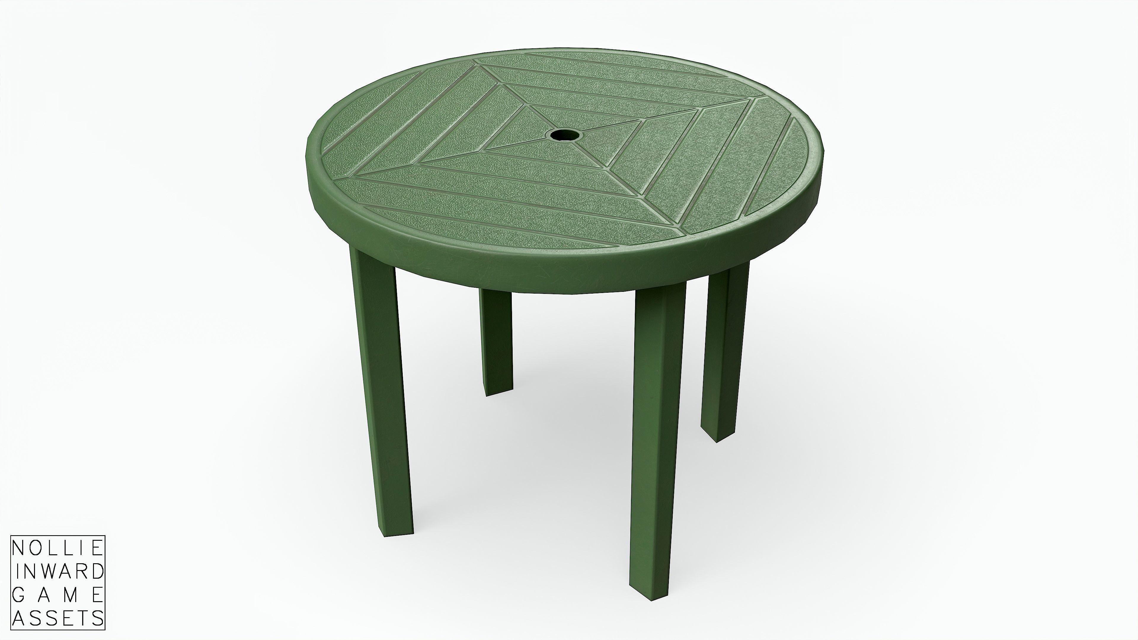 Garden Plastic Furniture Green - 3 Texture Variants Low-poly 3D model_12