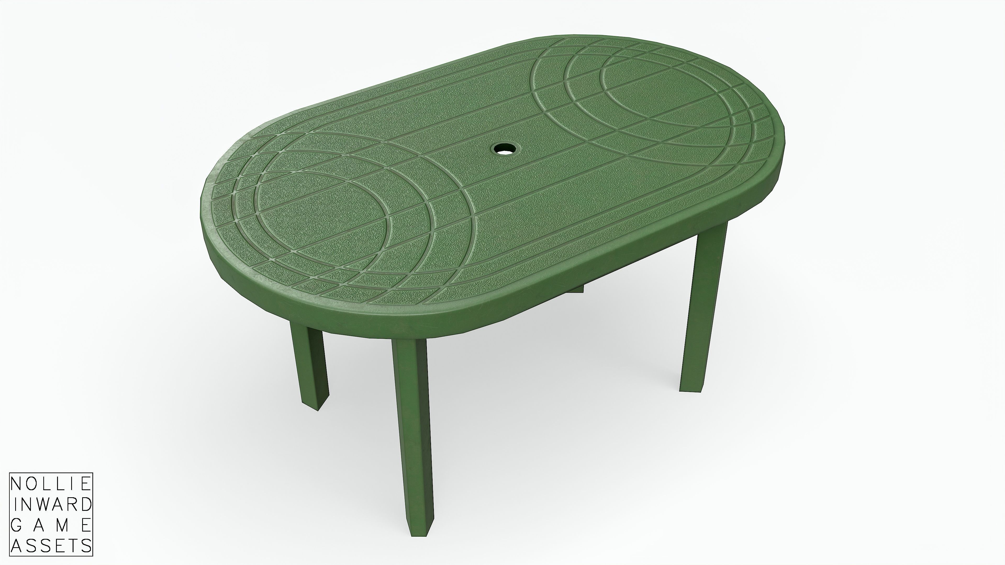 Garden Plastic Furniture Green - 3 Texture Variants Low-poly 3D model_14