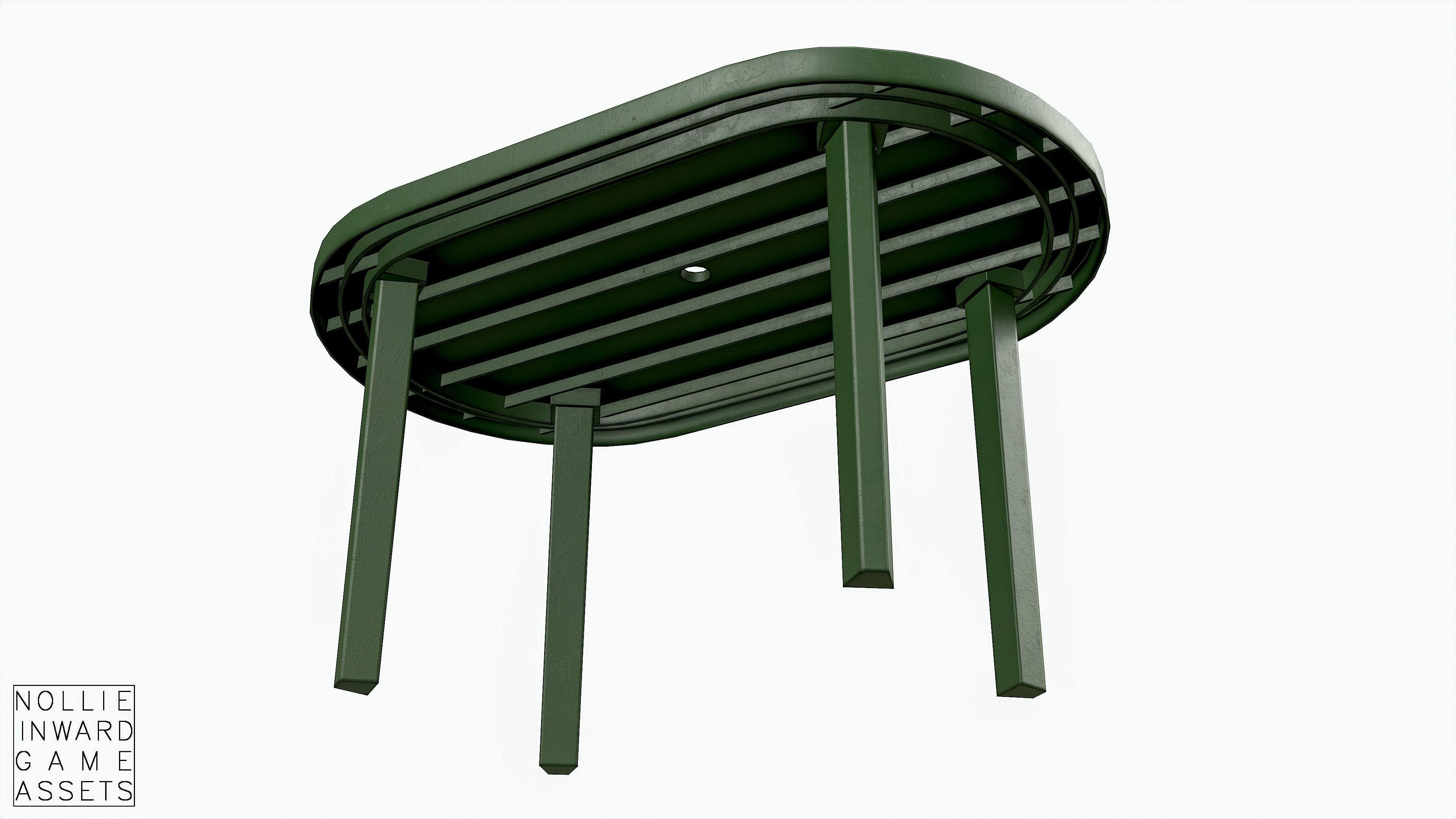 Garden Plastic Furniture Green - 3 Texture Variants Low-poly 3D model_13