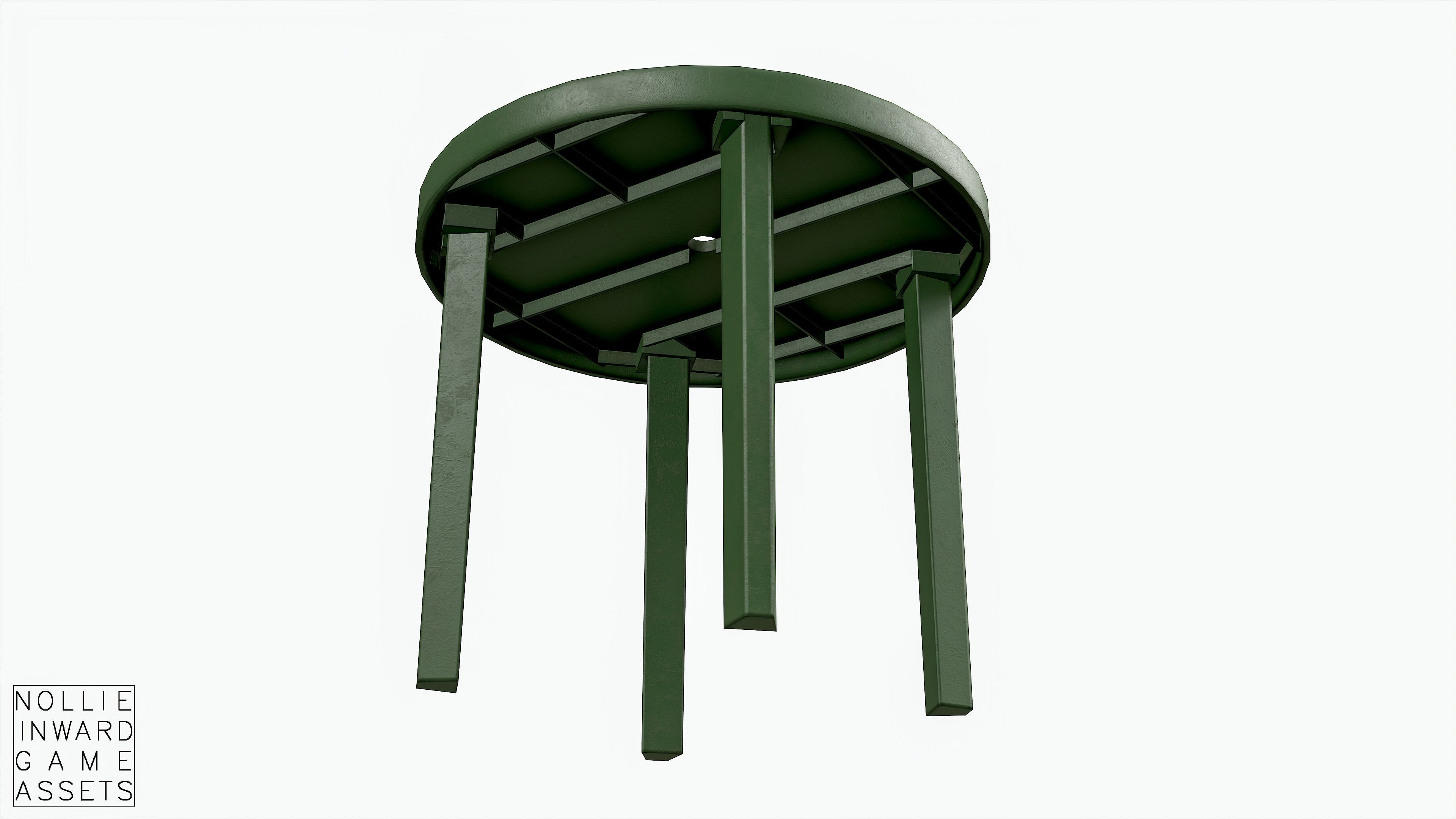 Garden Plastic Furniture Green - 3 Texture Variants Low-poly 3D model_11