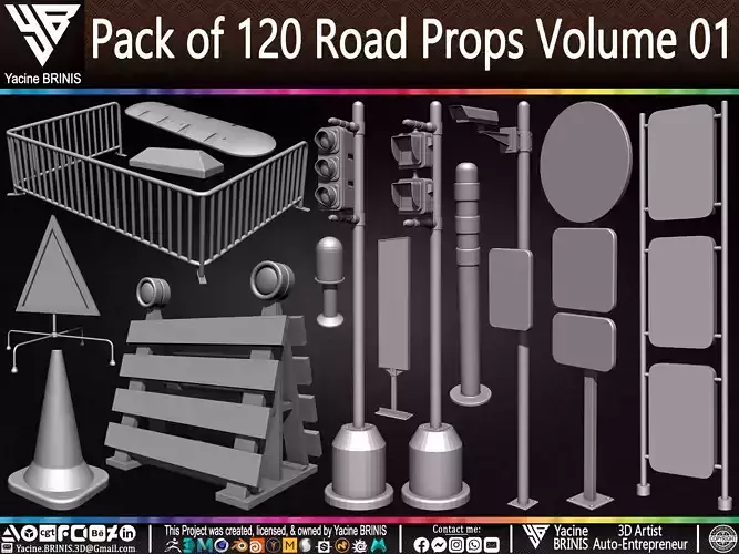 Pack of 120 Road Props Volume 01