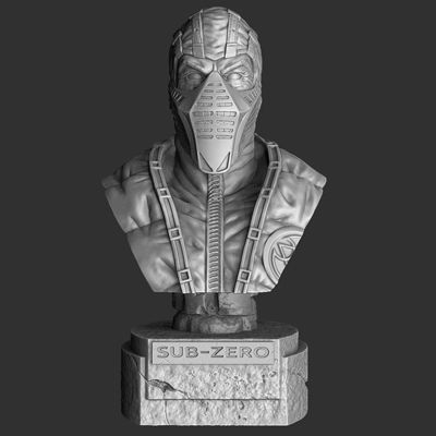 Sub-Zero bust 2 in Mortal Kombat for 3D printing STL 3D print model_1