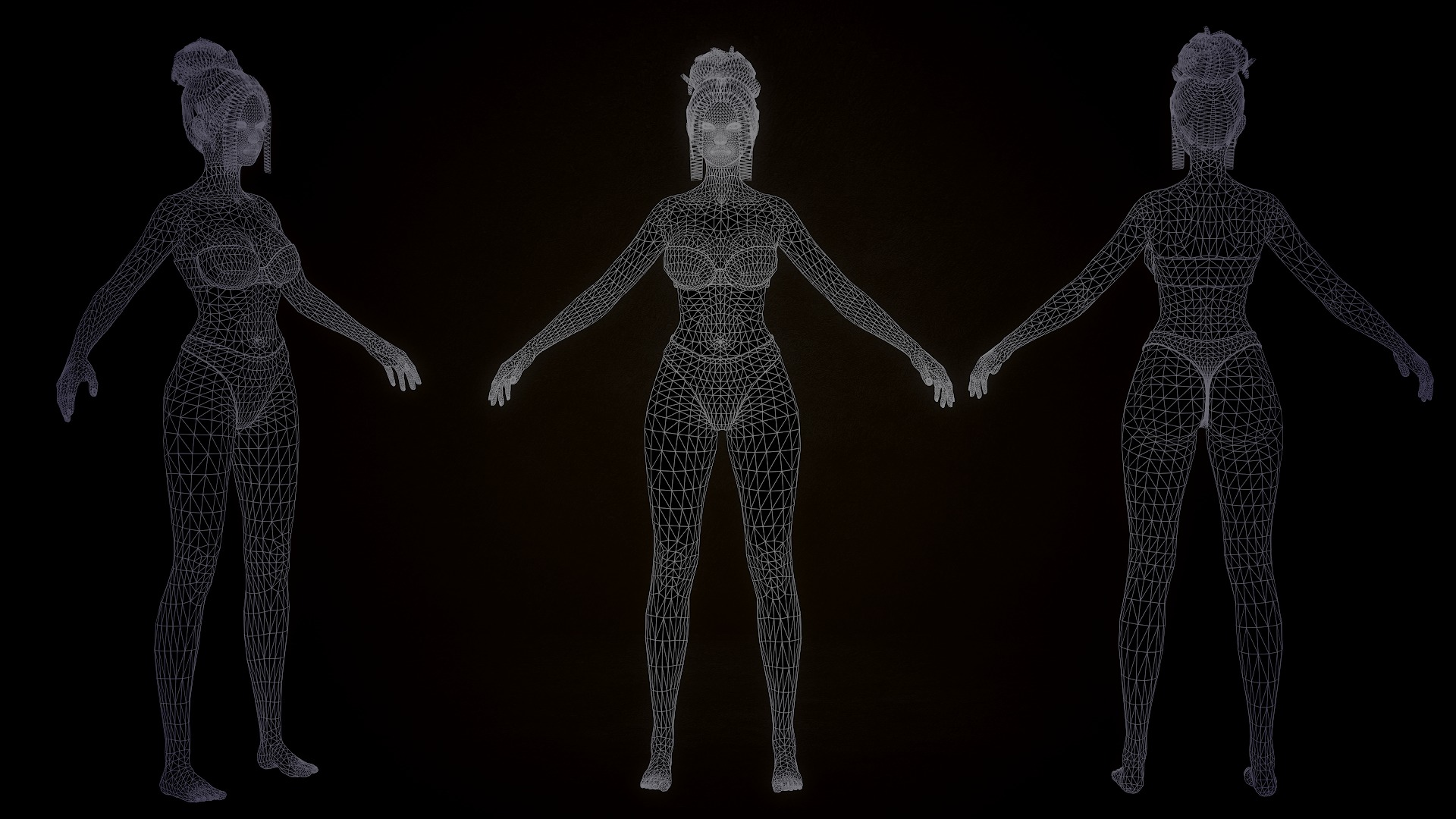 Girl Inna - Female Base Body Character Low-poly 3D model_5