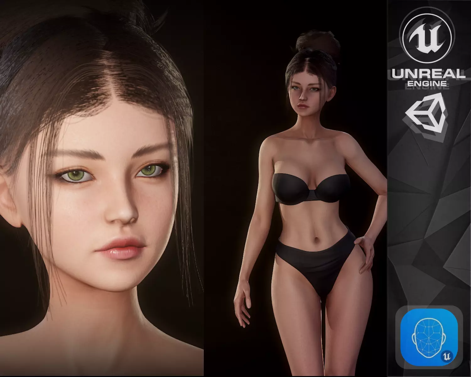 Girl Inna - Female Base Body Character Low-poly 3D model_0