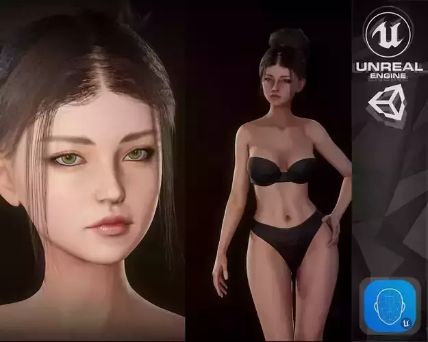 Girl Inna - Female Base Body Character Low-poly 3D model Girl Inna - Female Base Body Character Low-poly 3D model