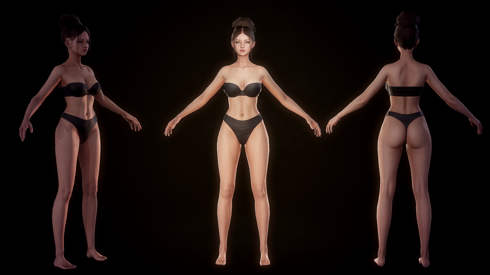 Girl Inna - Female Base Body Character Low-poly 3D model_4