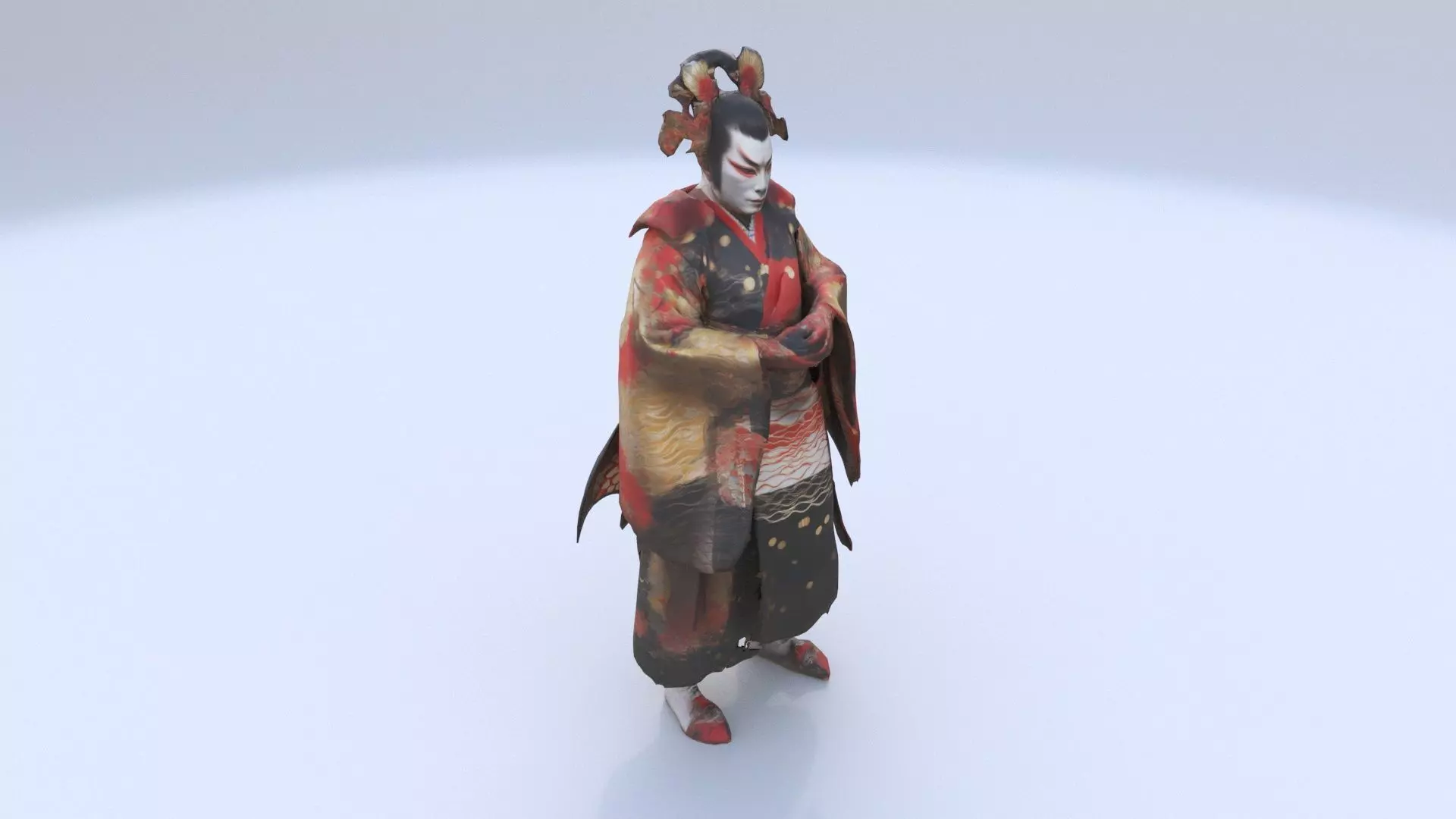 Actor in Kabuki Costume A 3D model_0