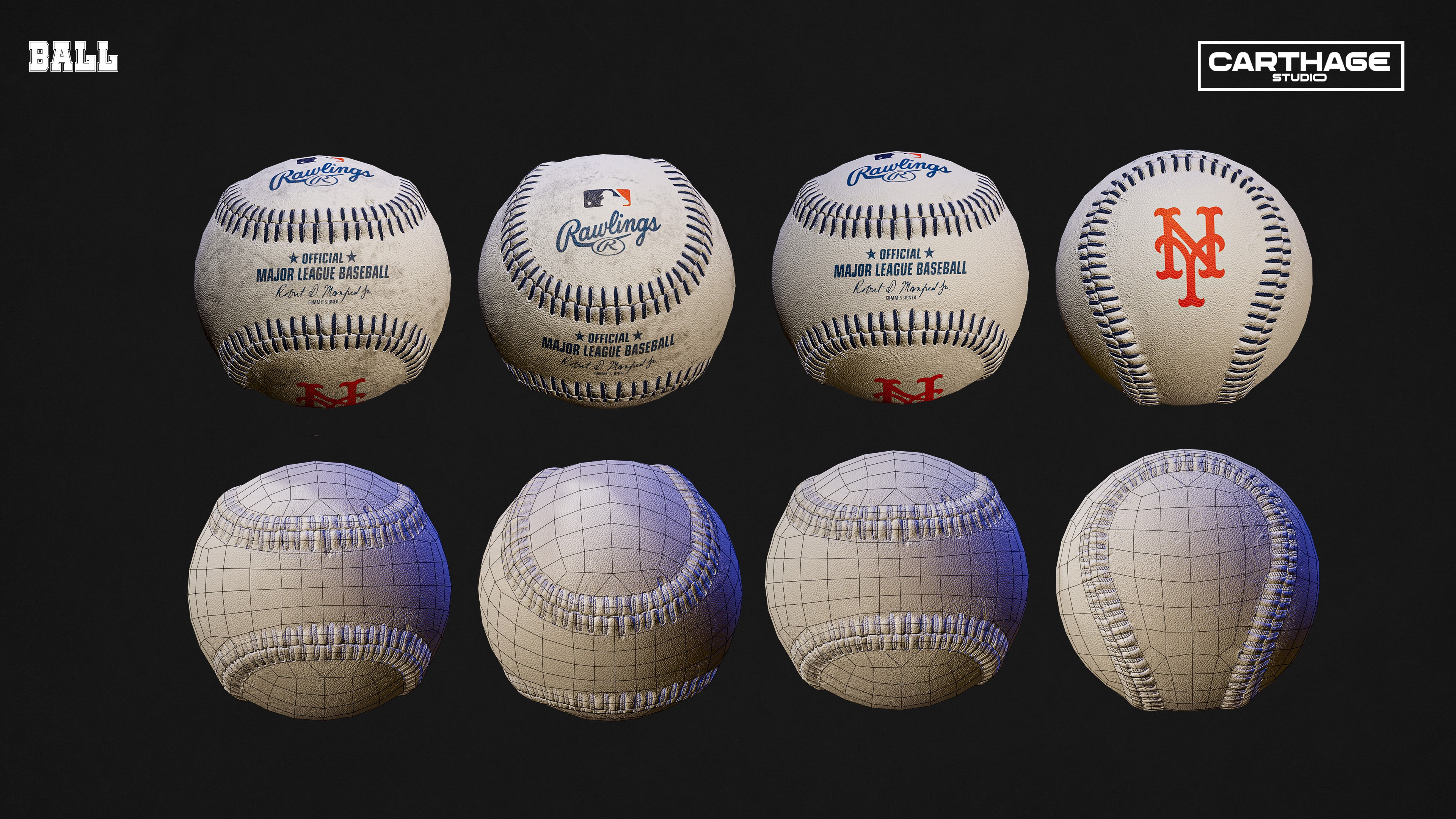 New York Mets Character And Essential Baseball Equipment  Low-poly 3D model_10