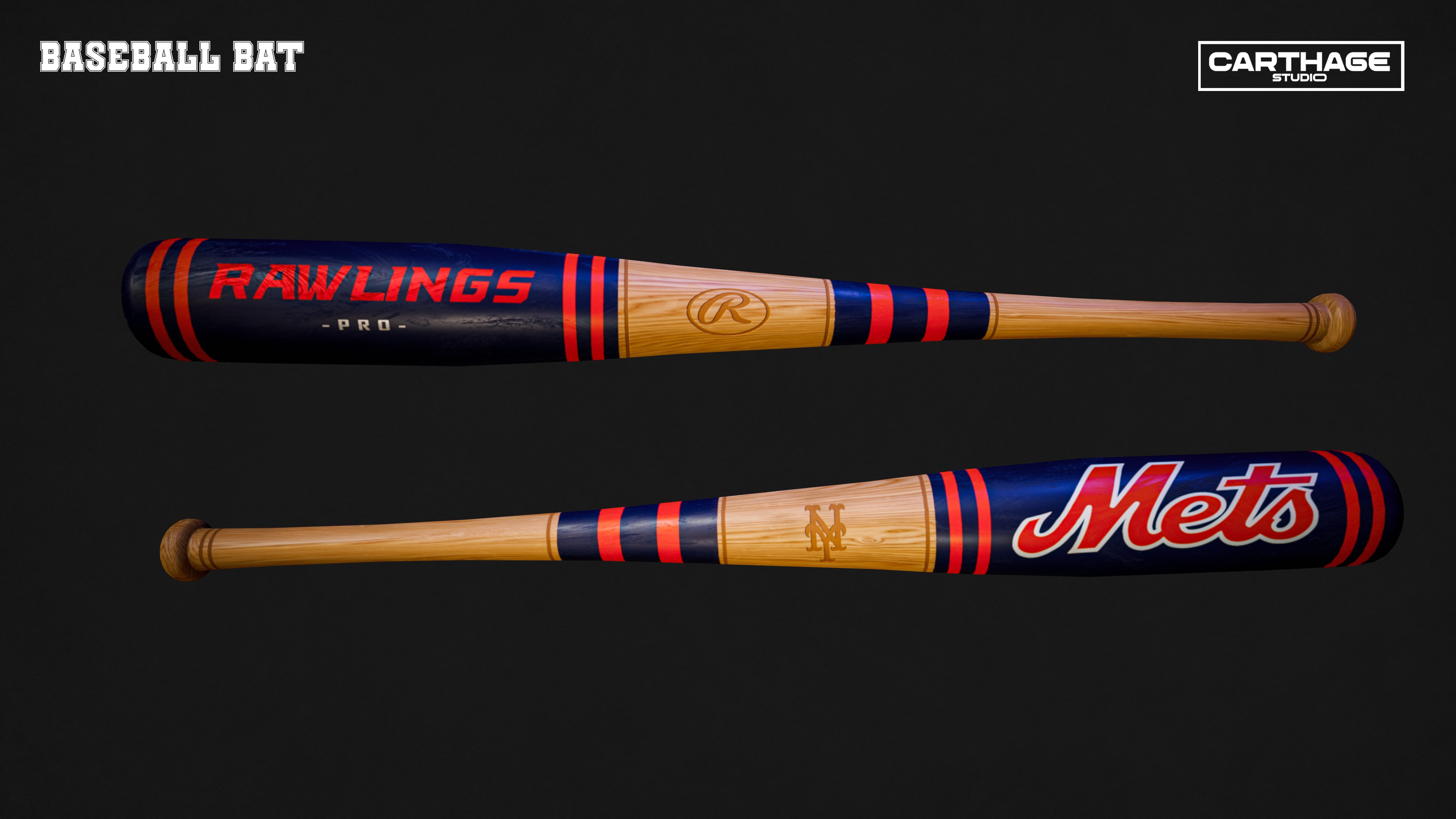 New York Mets Character And Essential Baseball Equipment  Low-poly 3D model_11