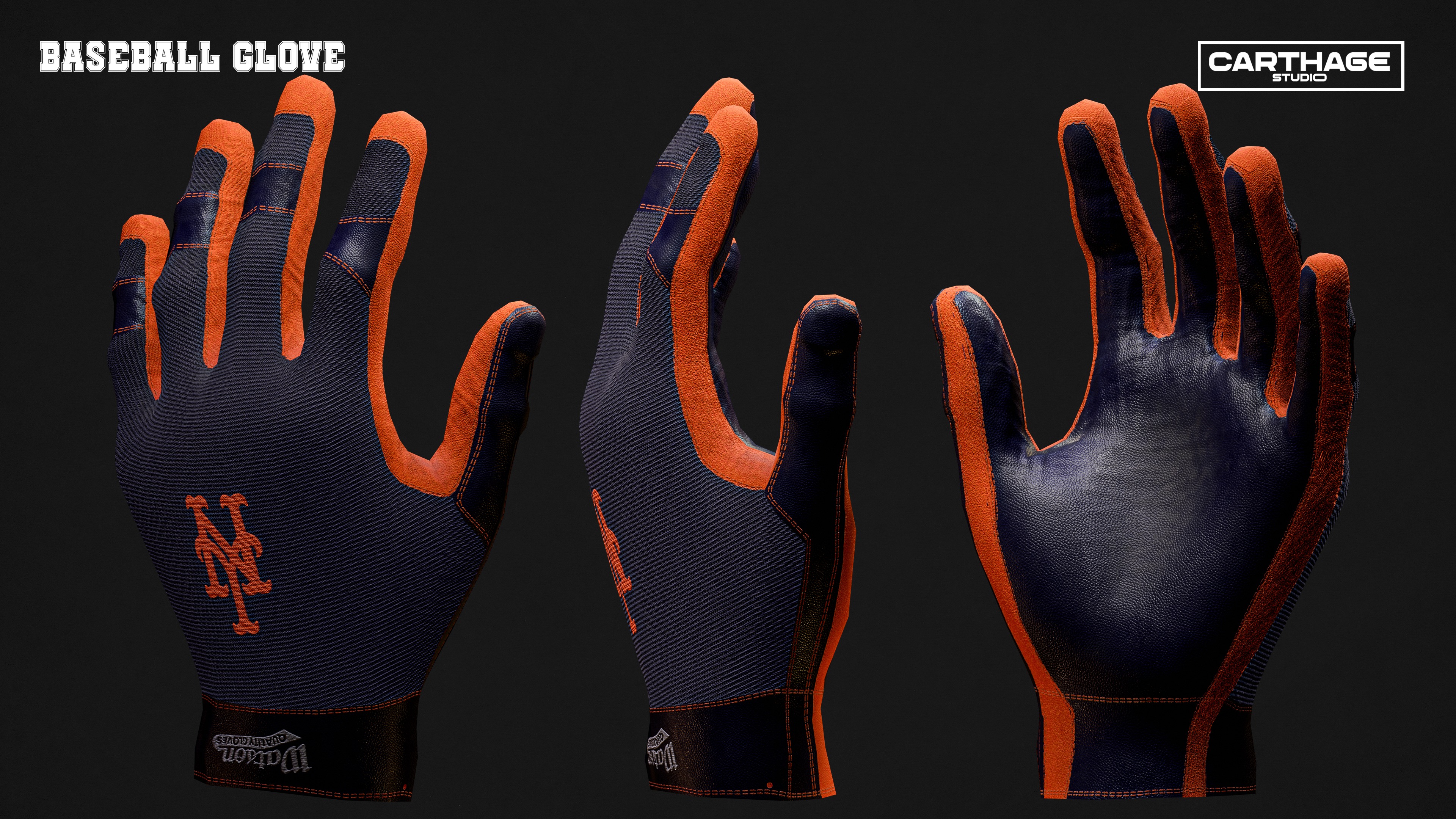 New York Mets Character And Essential Baseball Equipment  Low-poly 3D model_13