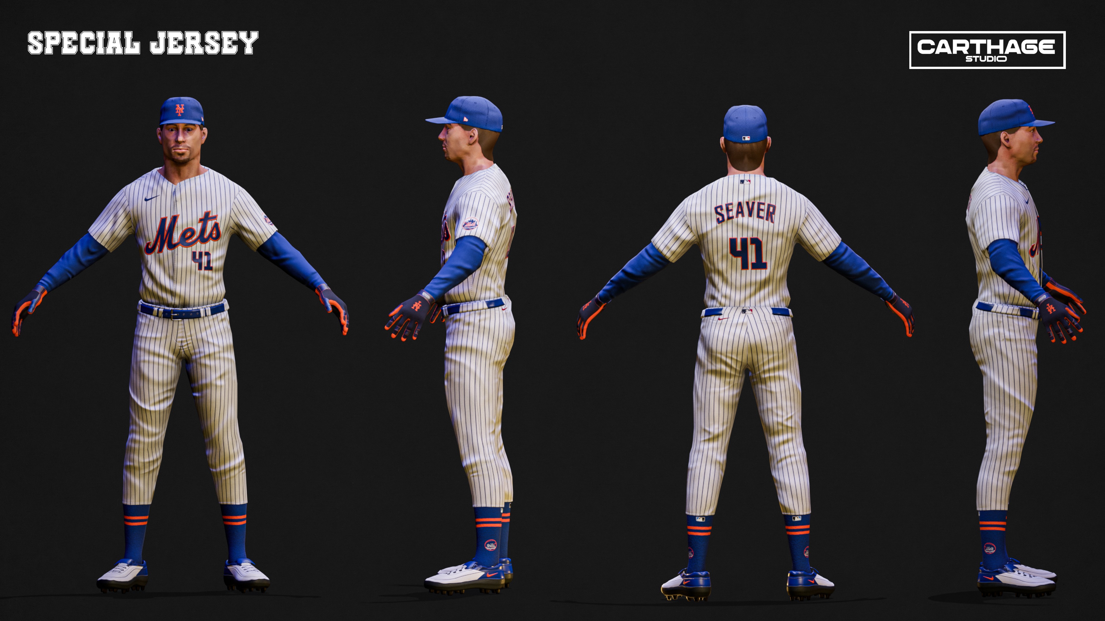 New York Mets Character And Essential Baseball Equipment  Low-poly 3D model_6