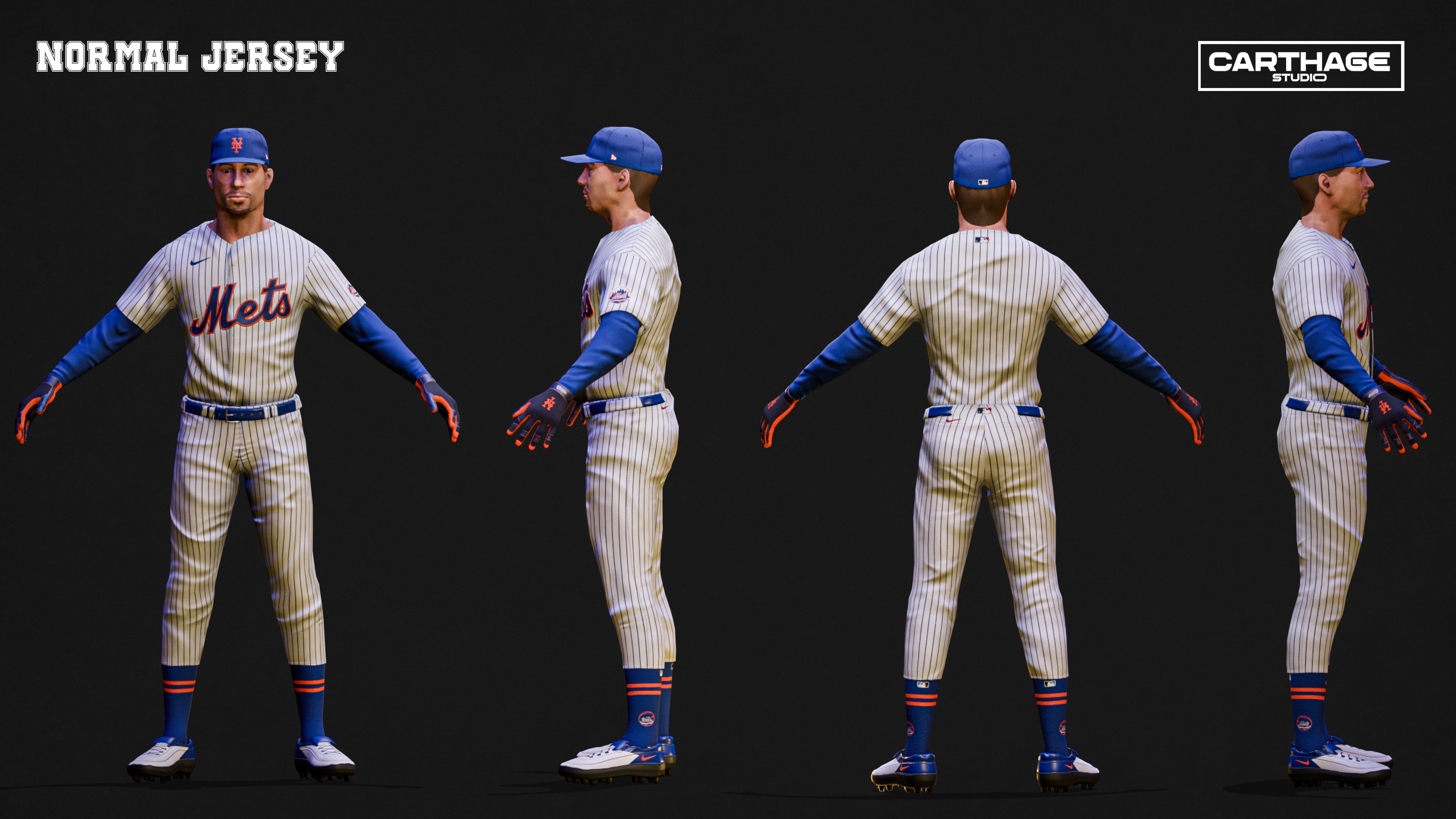 New York Mets Character And Essential Baseball Equipment  Low-poly 3D model_5