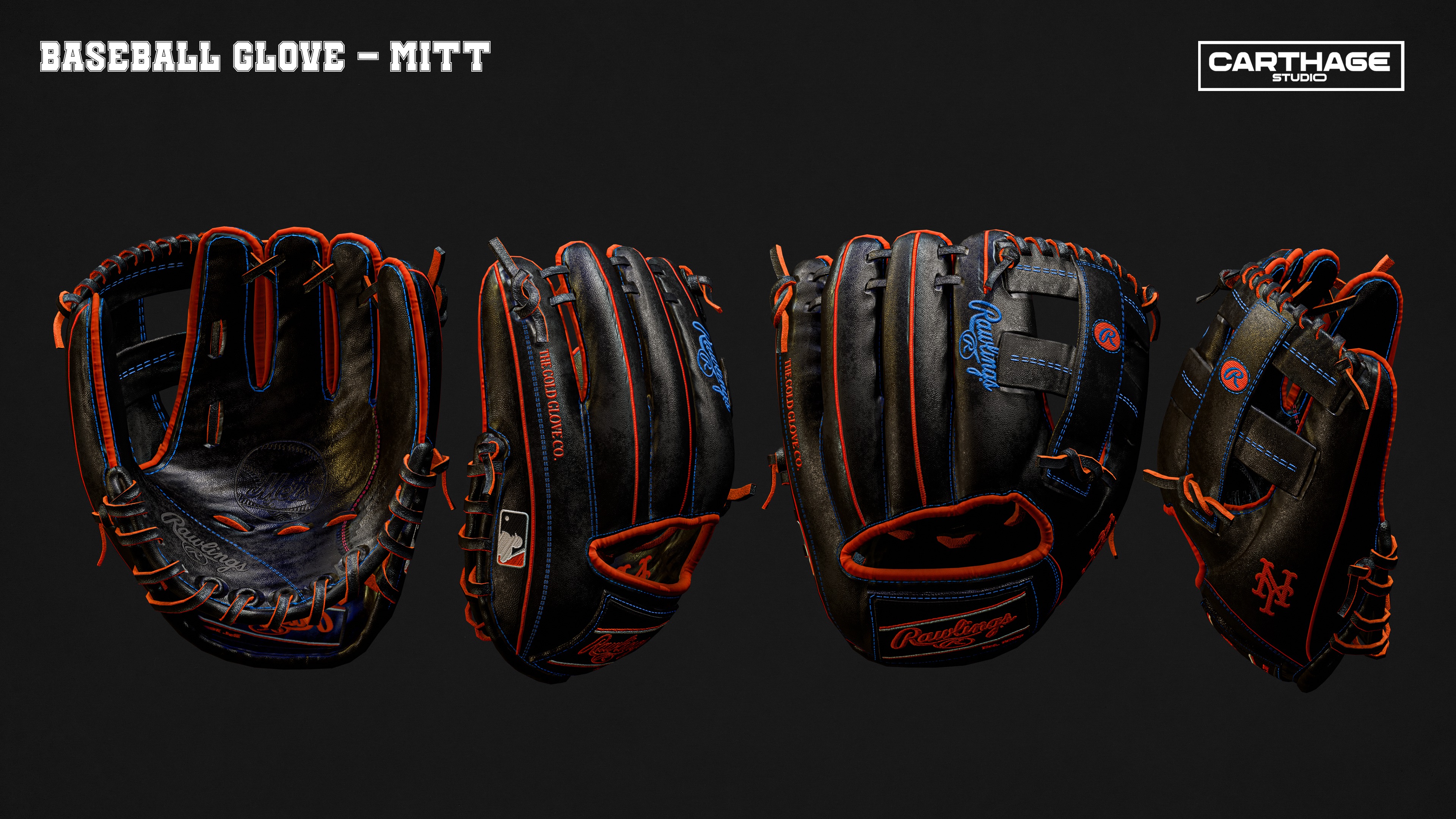 New York Mets Character And Essential Baseball Equipment  Low-poly 3D model_8