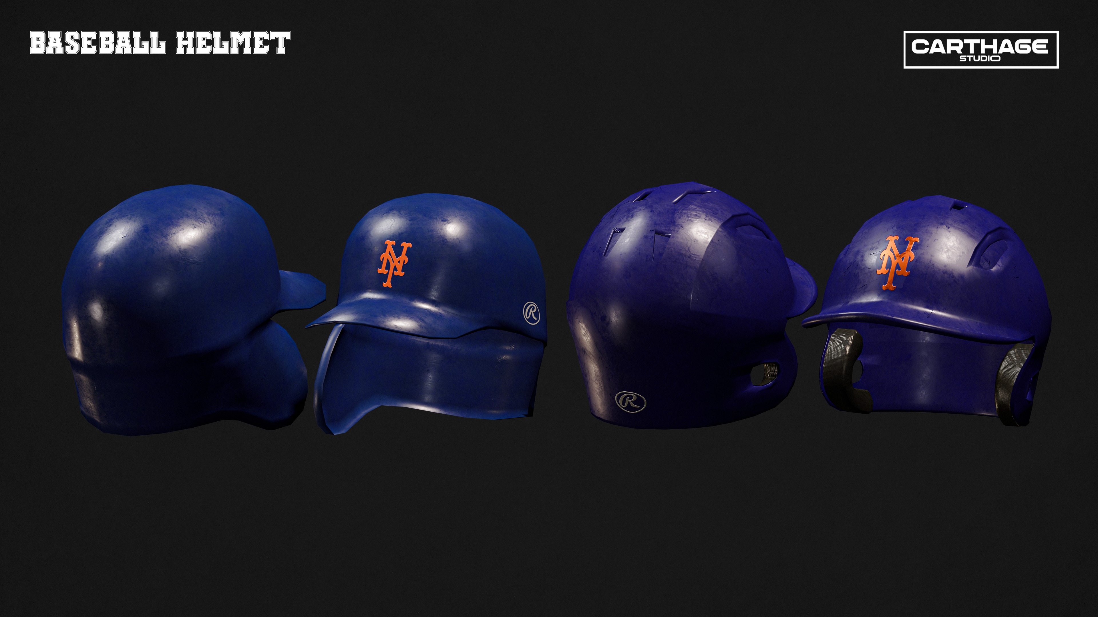 New York Mets Character And Essential Baseball Equipment  Low-poly 3D model_15