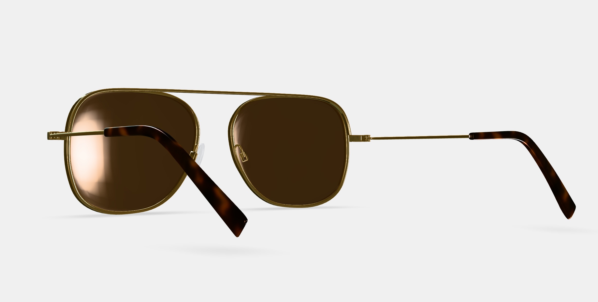 Sade Sunglasses in Polished Gold 3D model_2