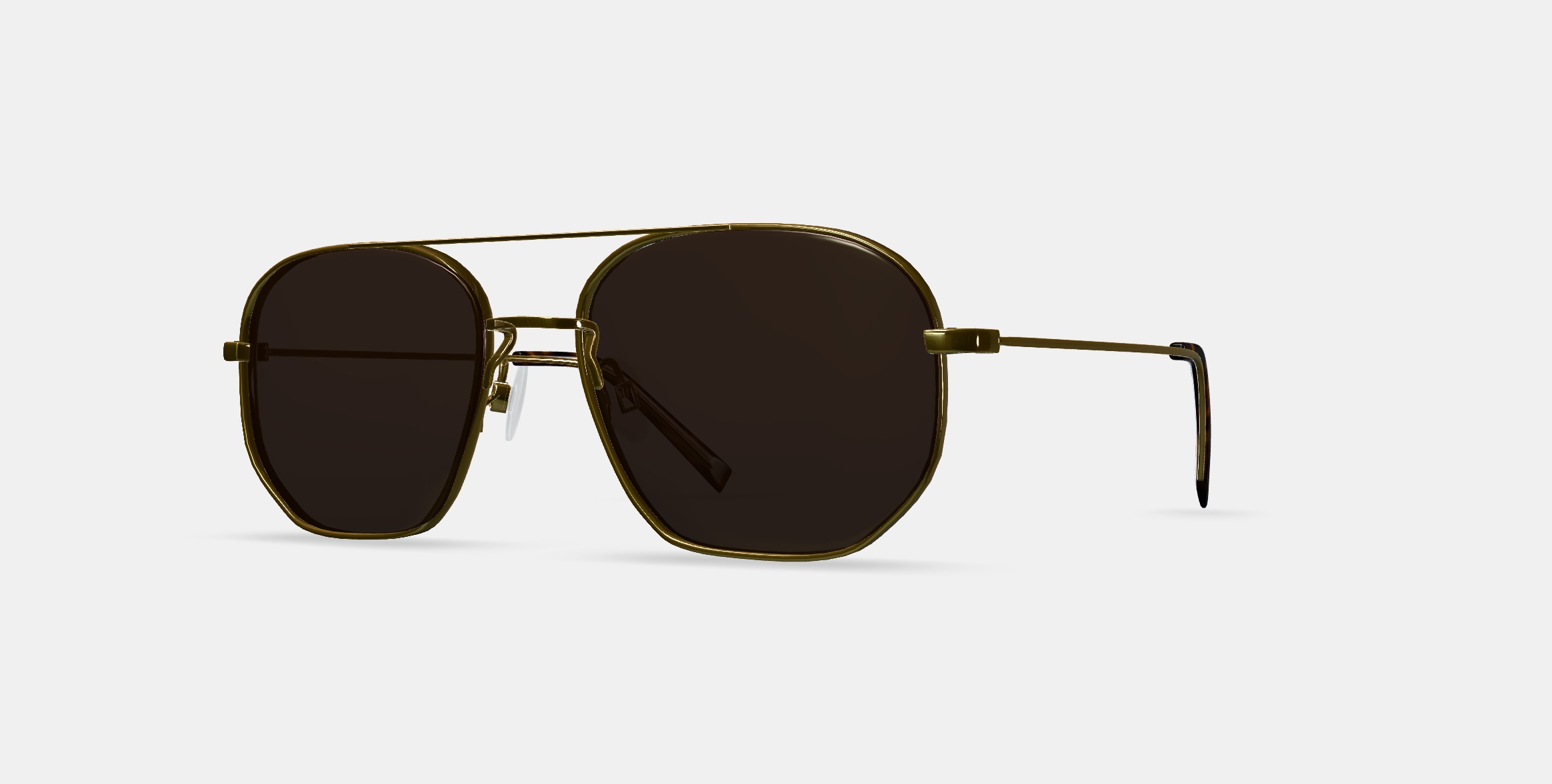 Aram Sunglasses in Polished Gold 3D model_12
