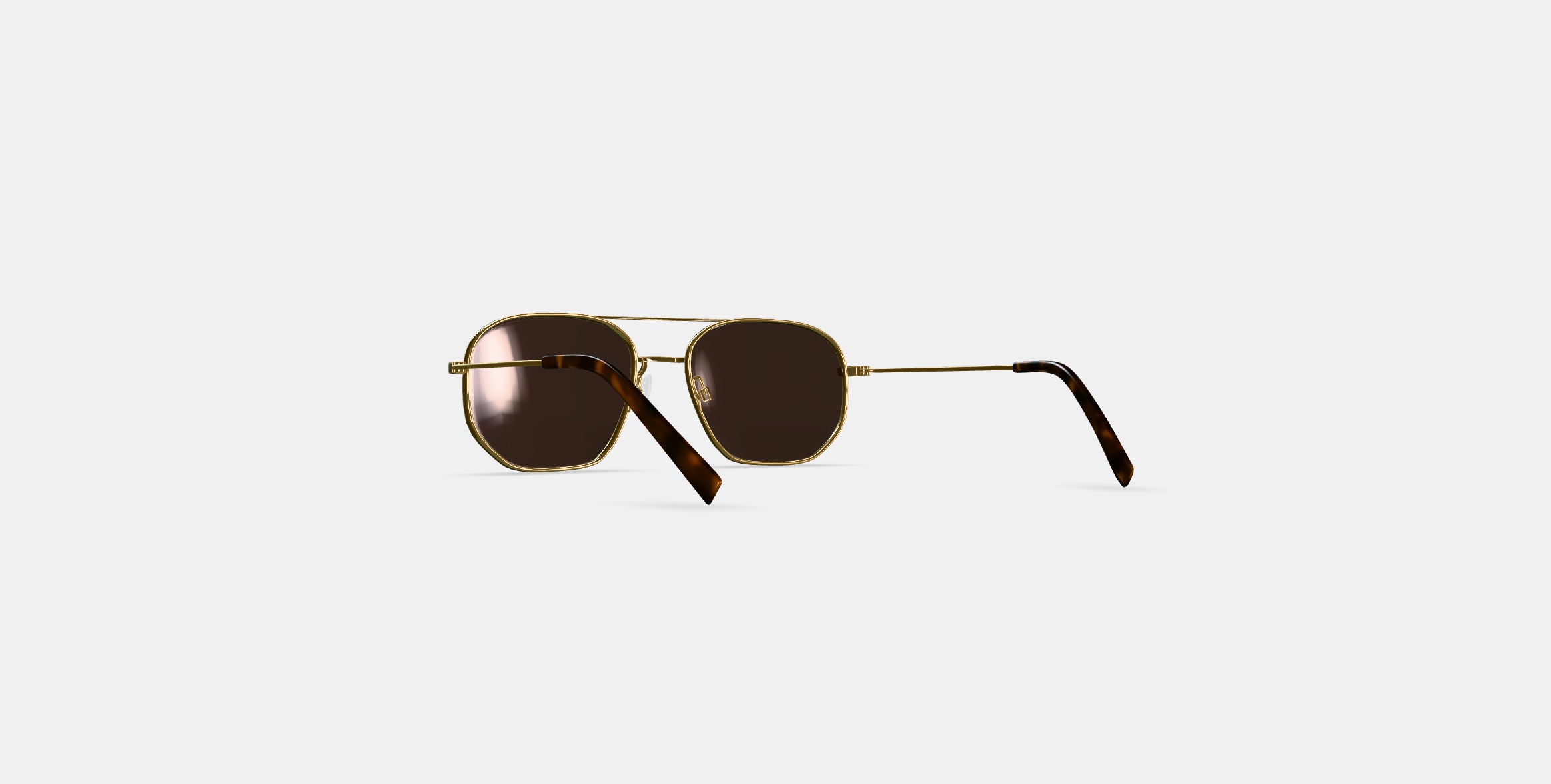 Aram Sunglasses in Polished Gold 3D model_15