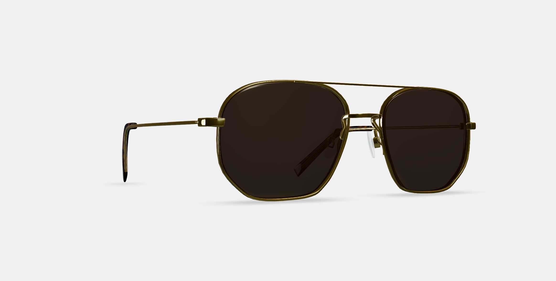 Aram Sunglasses in Polished Gold 3D model_8