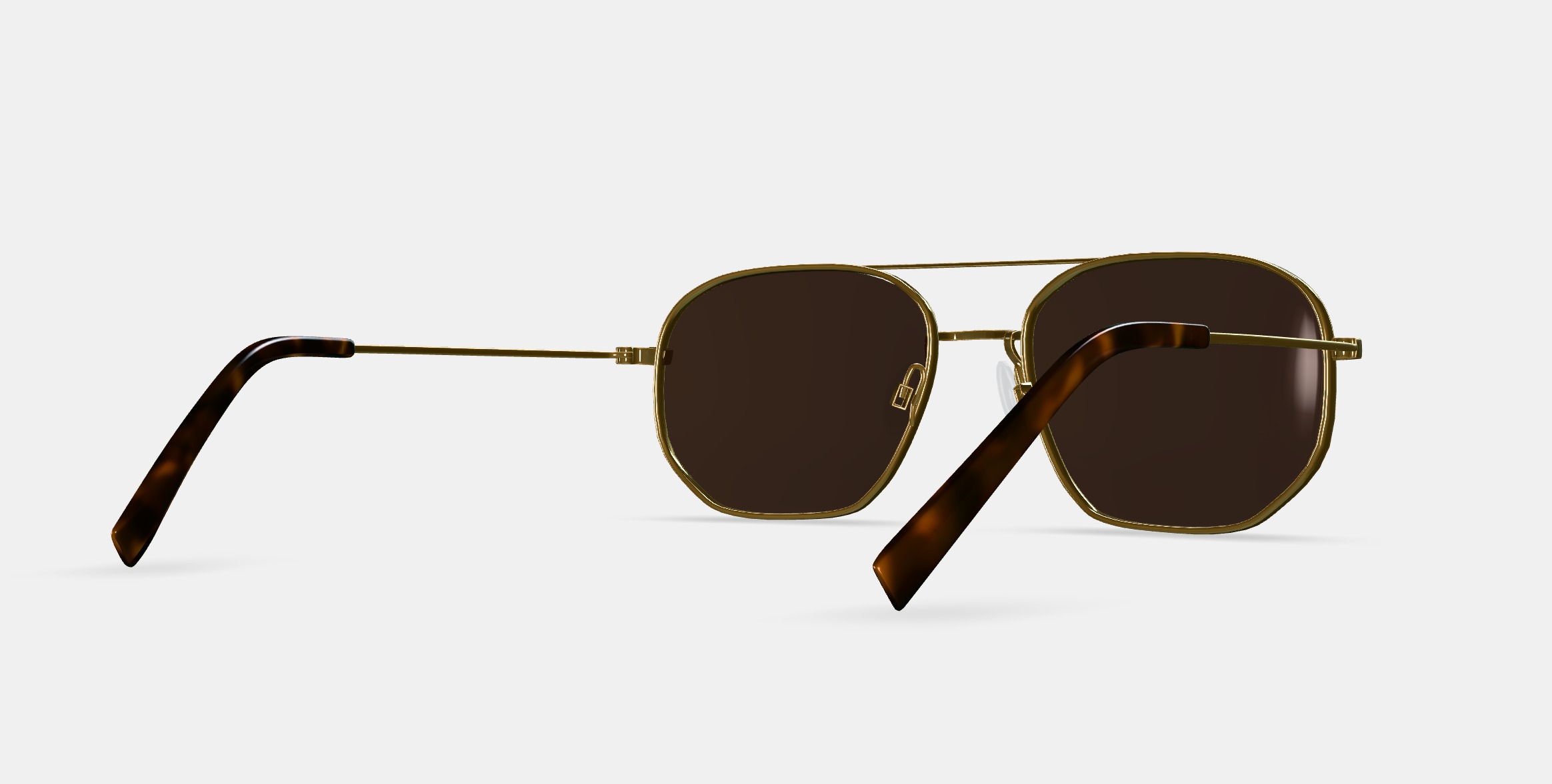 Aram Sunglasses in Polished Gold 3D model_6