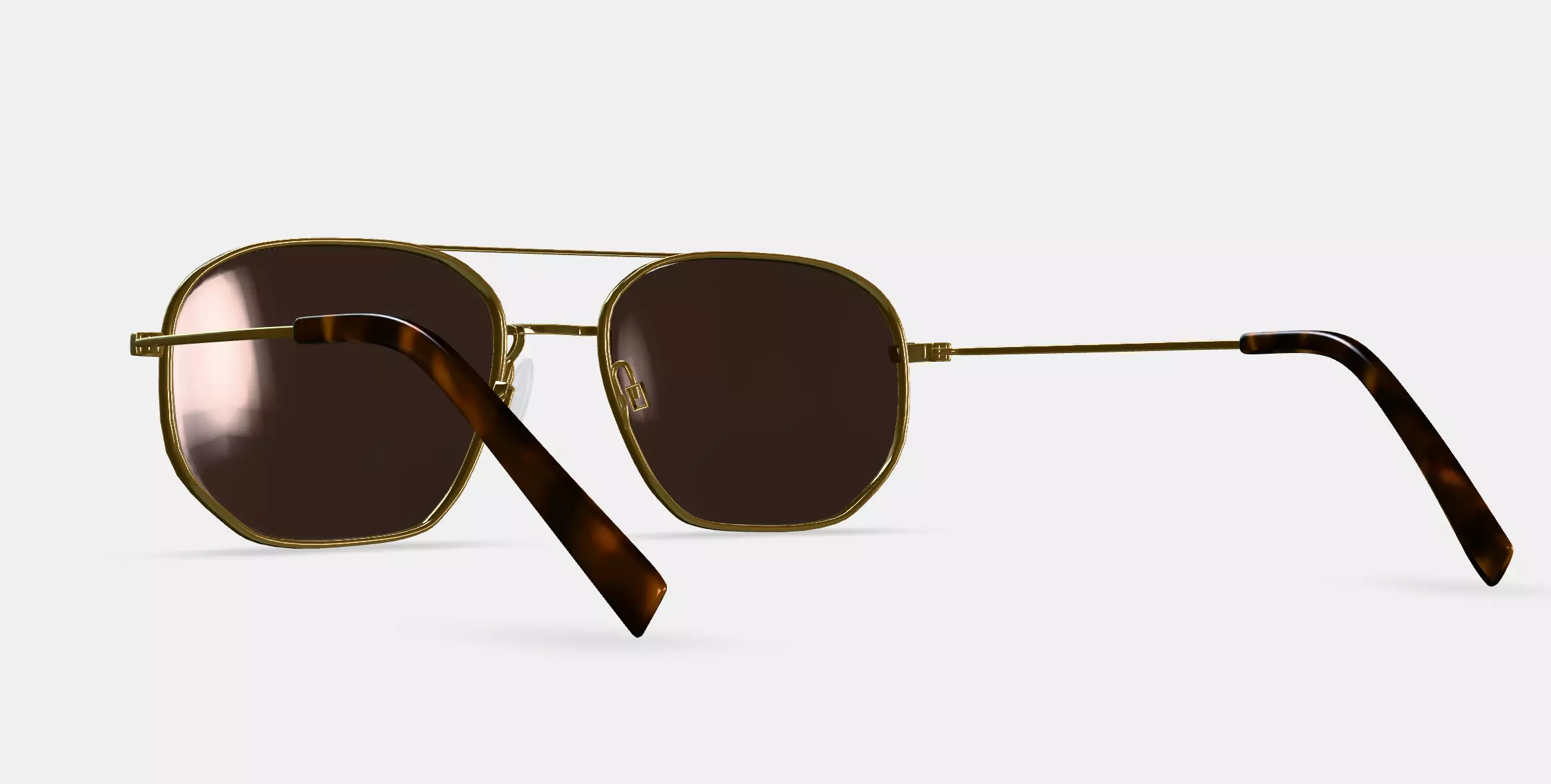 Aram Sunglasses in Polished Gold 3D model_0