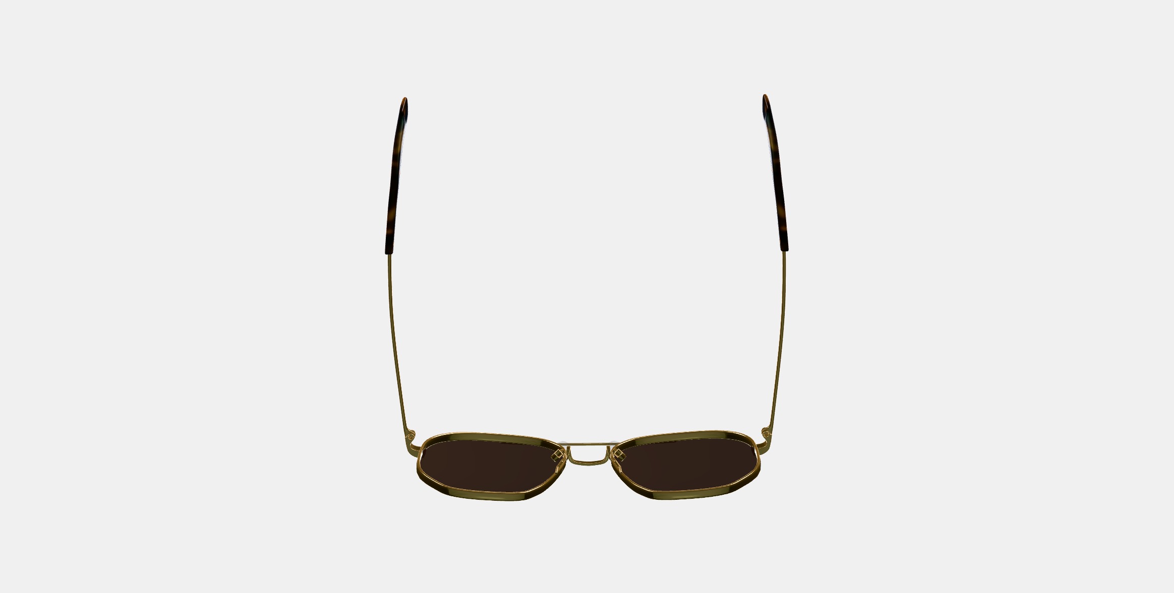 Aram Sunglasses in Polished Gold 3D model_7