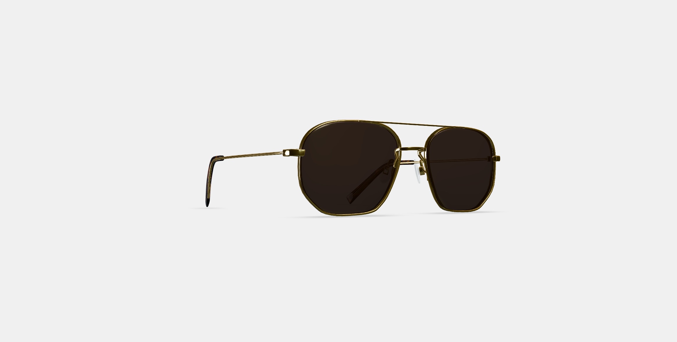 Aram Sunglasses in Polished Gold 3D model_2